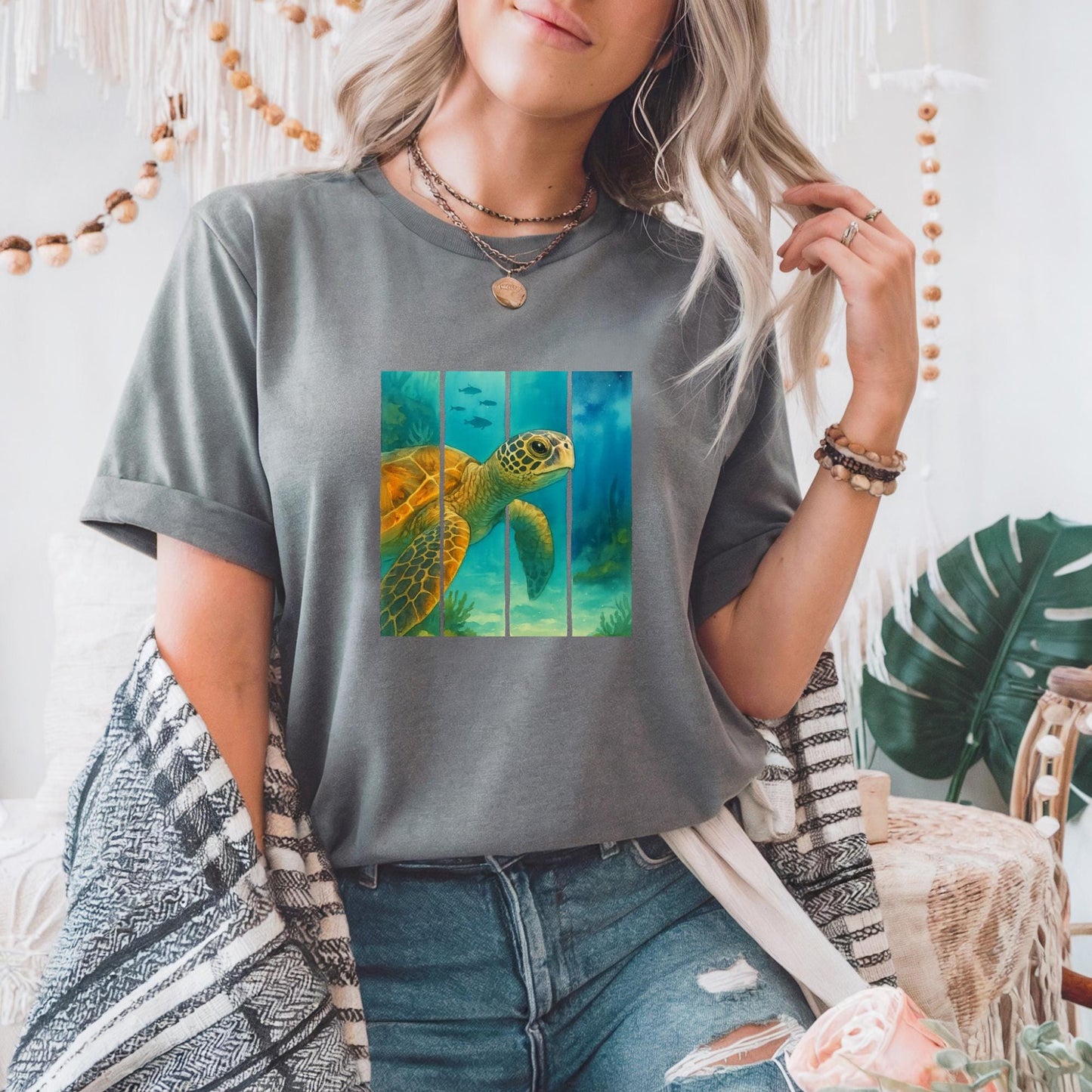 Sea Turtle Unisex Heavy Cotton Tee, Ocean Lover Gift, Eco-Friendly T-Shirt, Sea Life Apparel, Beach Vacation Outfit, Gift for Turtle Lovers