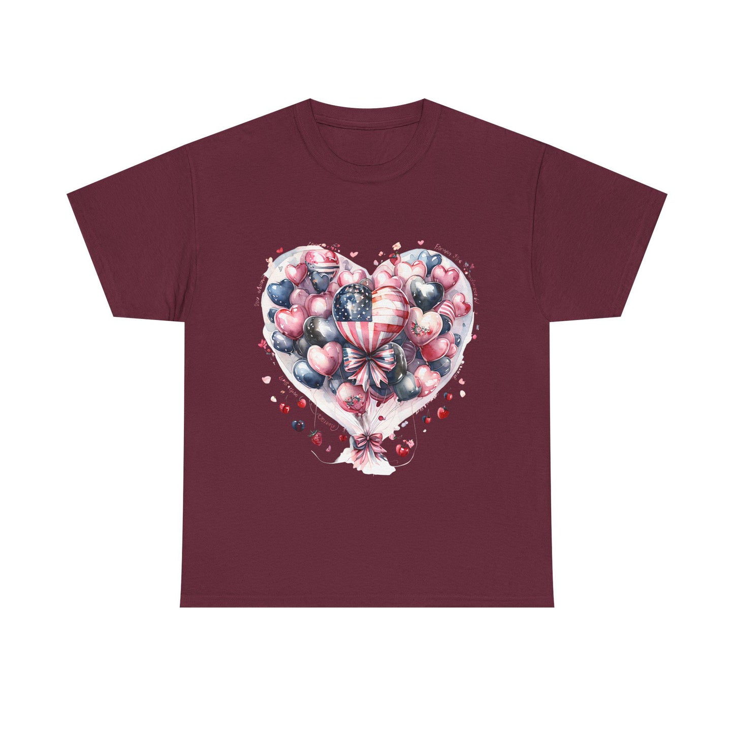 Patriotic Heart Tee, Unisex Cotton T-Shirt, American Pride Apparel, Valentine's Day Gift, Festive Love Tee