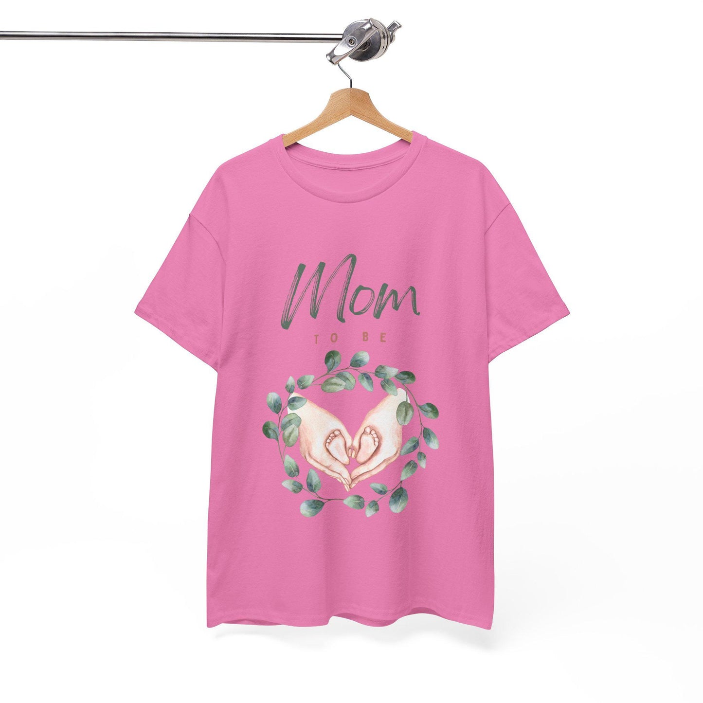 Mom to Be Floral Unisex Heavy Cotton Tee, Maternity Shirt, Baby Shower Gift, Mama T-Shirt, Expecting Mom Apparel