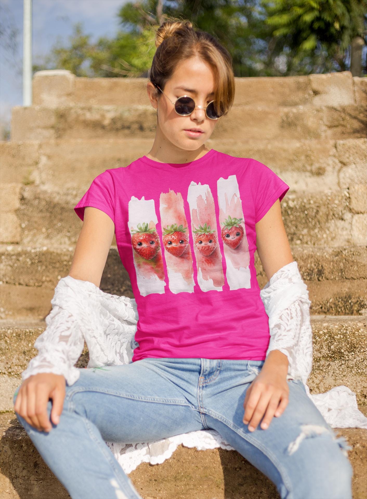 Cute Strawberry Tee , Funny Graphic Tee, Unique Unisex Shirt, Cute Summer Wear, Great Gift for Food Lovers, Sweet Berry Graphic T Shirt