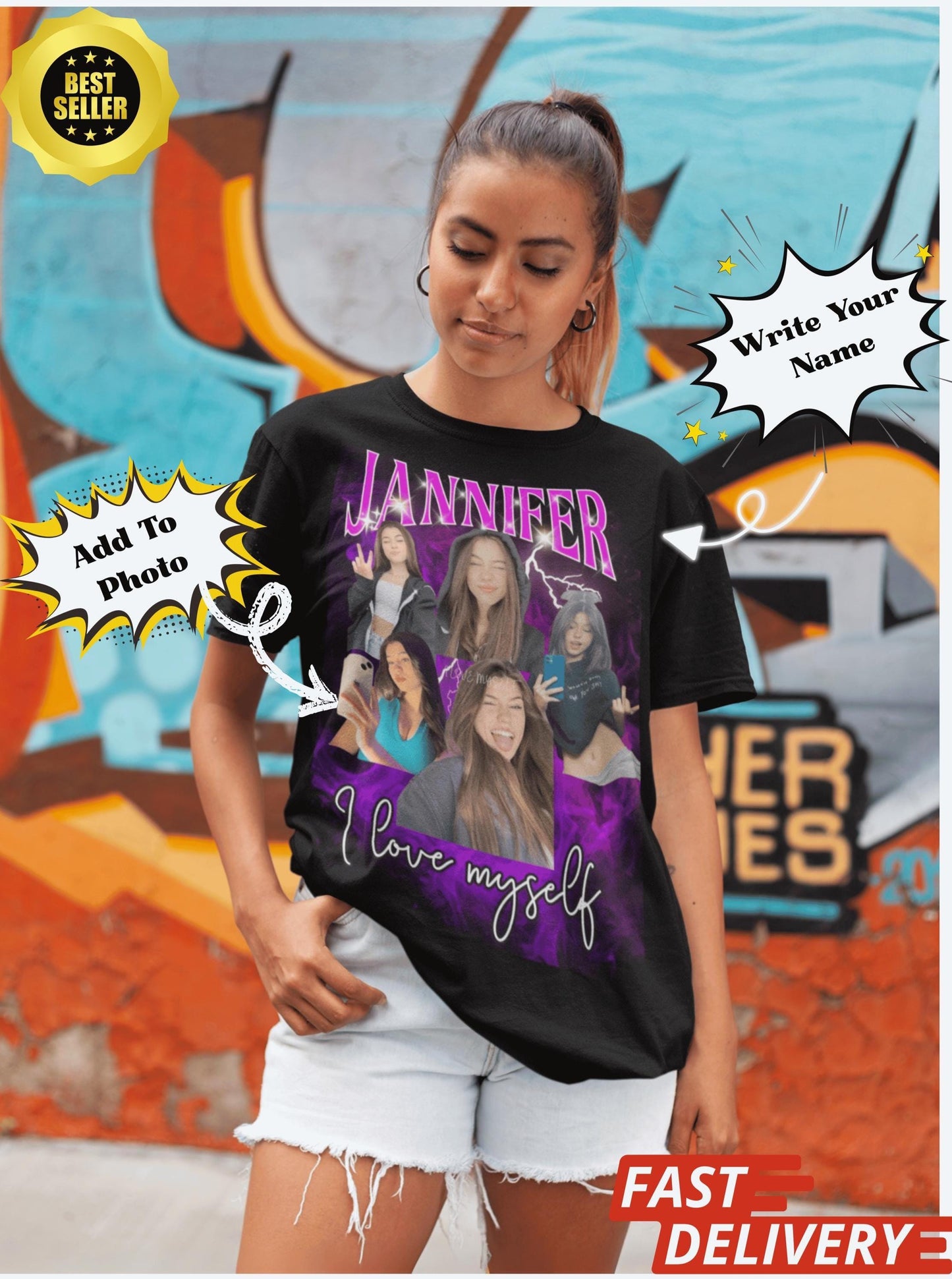 Custom Your Own Bootleg Tee Retro Custom Bootleg Rap Tee Custom Bootleg Custom Your Photo Insert Your Design Vintage Graphic T shirt