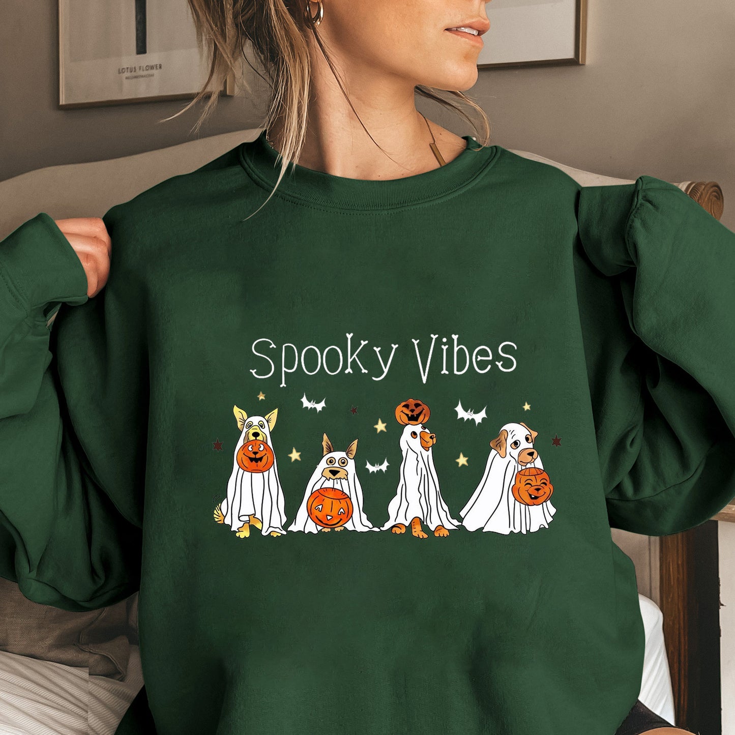 Halloween Cotton Material Round Neck Women's Sweater Long Sleeve