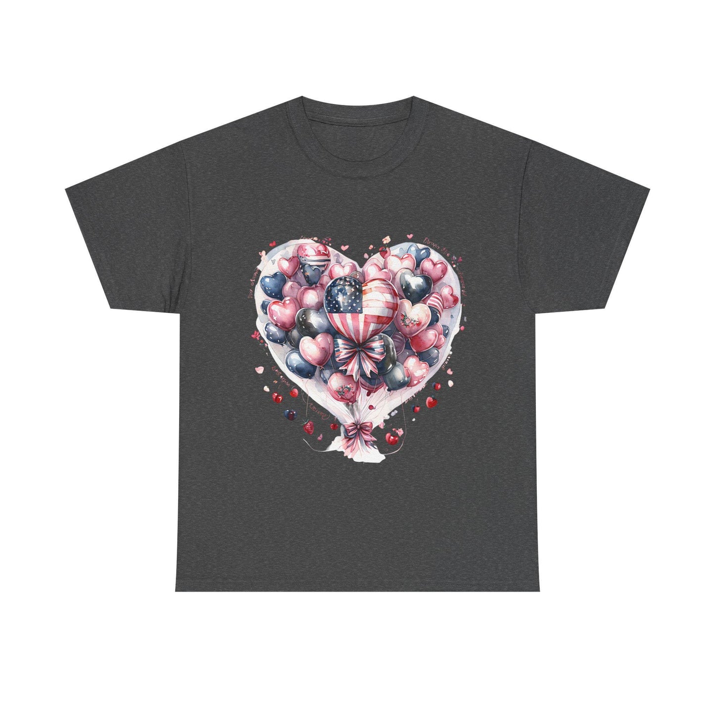Patriotic Heart Tee, Unisex Cotton T-Shirt, American Pride Apparel, Valentine's Day Gift, Festive Love Tee