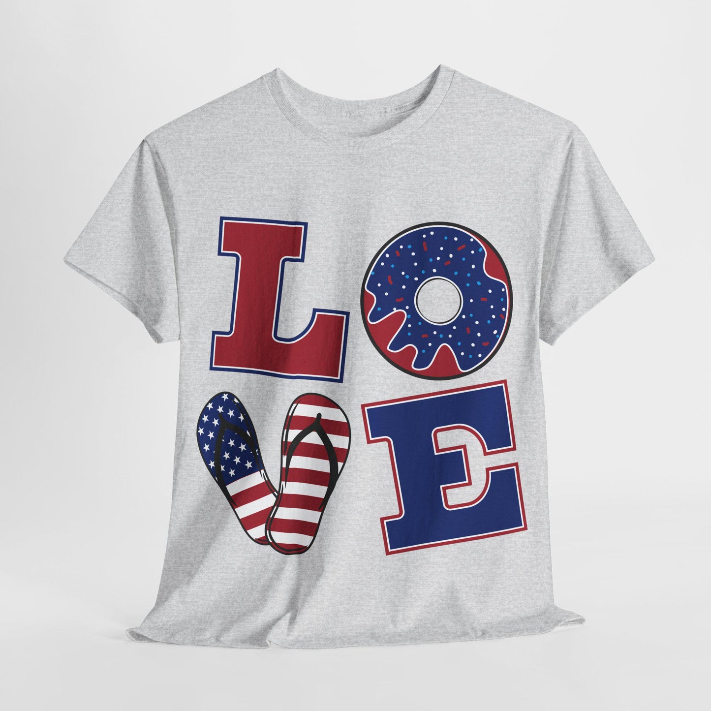 Patriotic Love Tee | Unisex Heavy Cotton Tee | Perfect for July 4th, BBQs, Casual Wear, Gifts, Americana Style