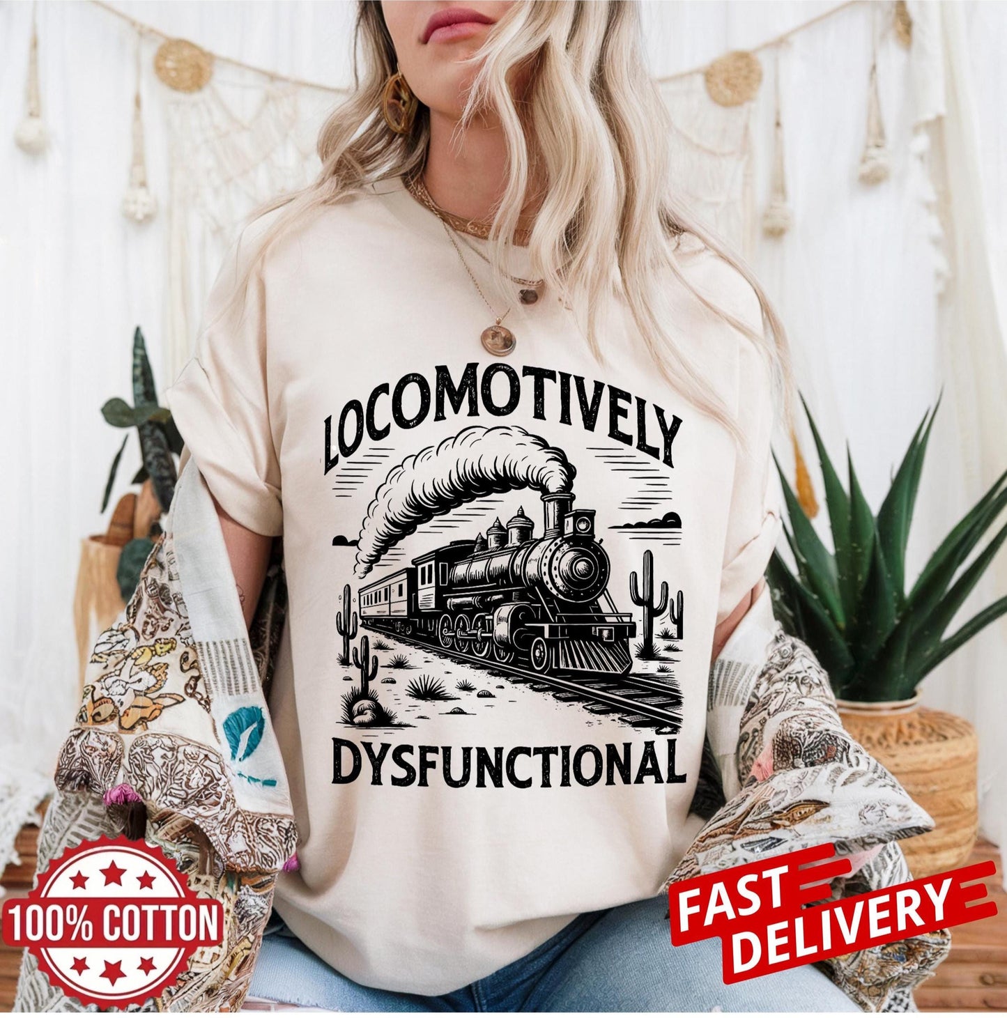 Dysfunctional but stylish train shirt, sarcastic vintage railroad tee, bold quote t-shirt for humor lovers unisex