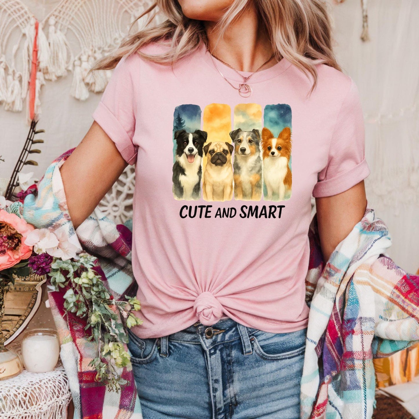 Cute and Smart Dog Lovers Tee Unisex Heavy Cotton T Shirt for Animal Lovers Gift for Pet Owners Dog Mom Dad Shirt Pet Breeds Graphic Gift