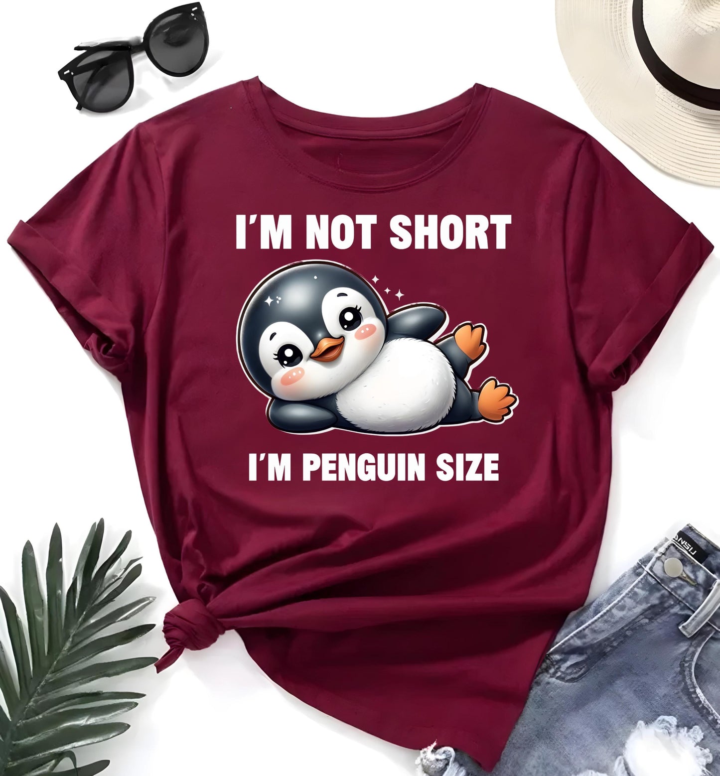 unny Penguin T Shirt Im Not Short Im Penguin Size Cartoon Graphic Tee Gray Unisex Penguin Lover Shirt Nerd Geek Gift For Him Her