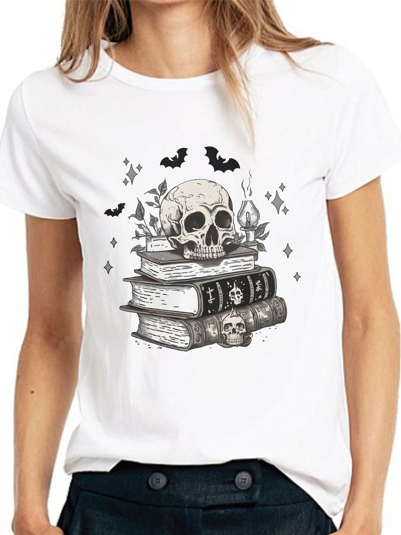 Women's Round Neck Halloween Pumpkin Print Short Sleeve