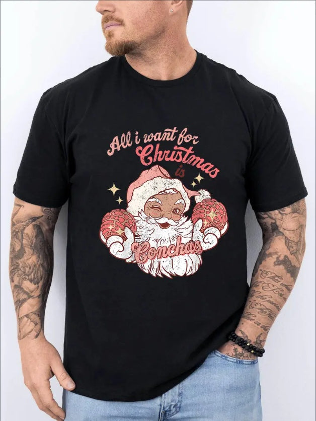 Men'S Christmas T-Shirt - Casual Style, Short Sleeve, Round Neck, Regular Fit, Digital Print Santa Graphic Tee For All Seasons