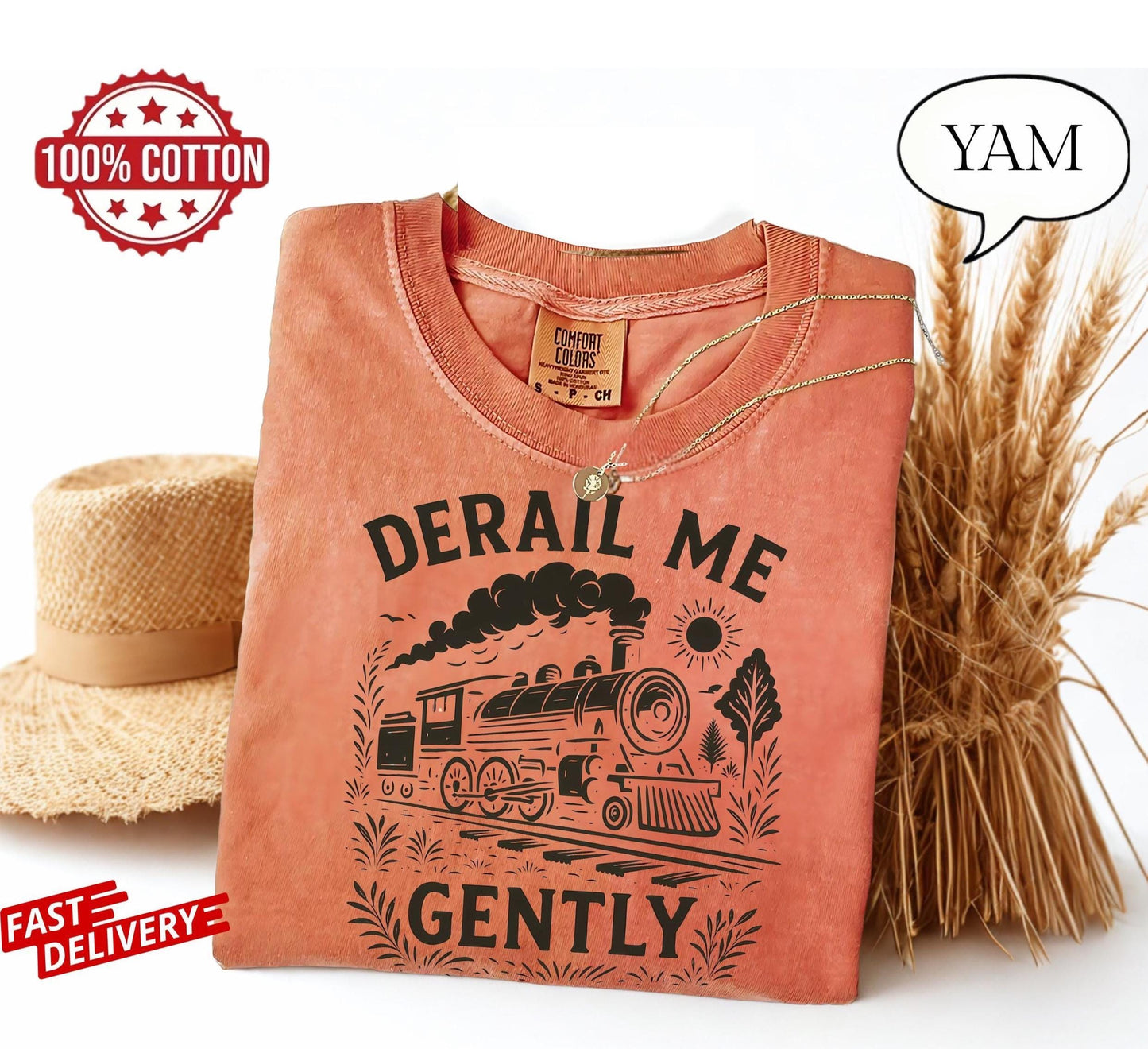 vintage derail me gently shirt with locomotive drawing, retro train art tee in unisex cut for adults who enjoy sarcastic fashion