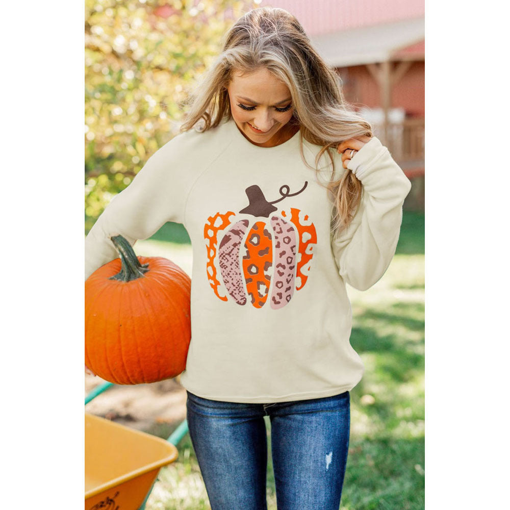 Halloween Pumpkin Printed Long-sleeved Top Female