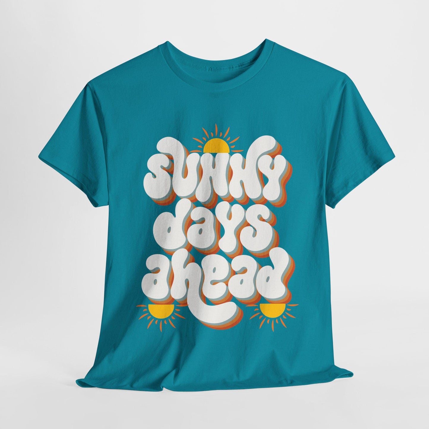 Sunny Days Ahead Unisex Heavy Cotton Tee, Graphic T-Shirt, Summer Vibes Shirt, Casual Wear, Gift for Friends, Positive Quote Tee