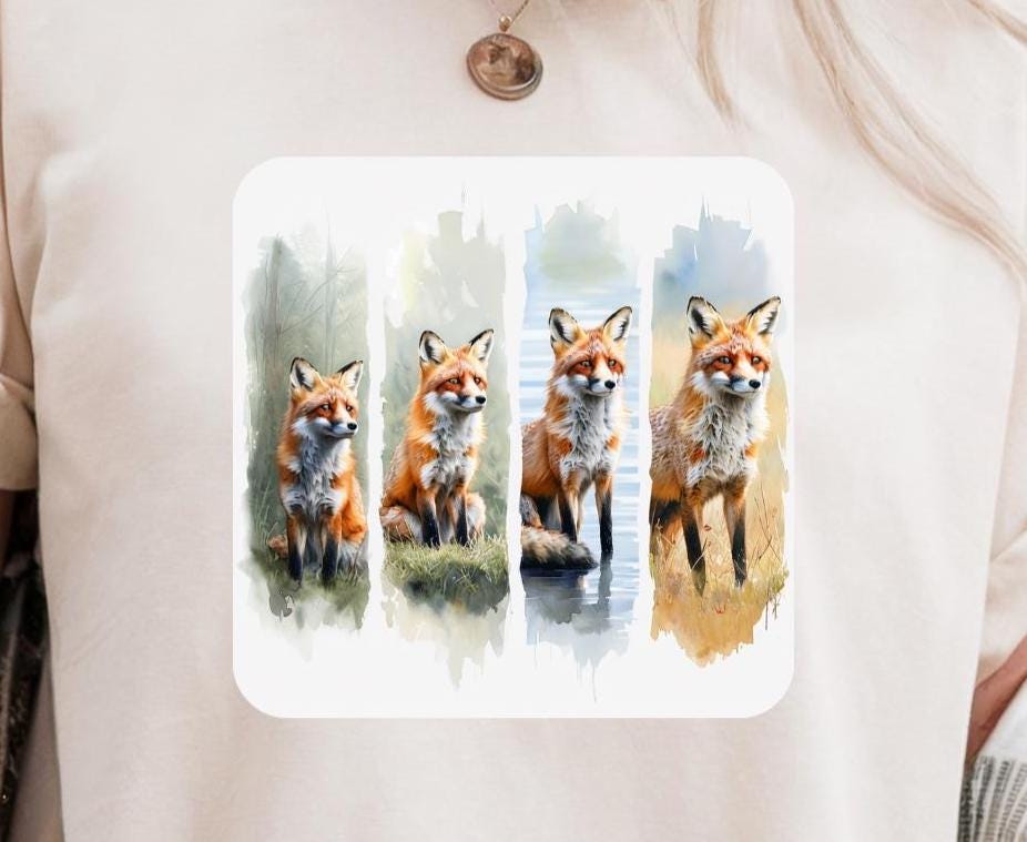Fox Watercolor Art Unisex Heavy Cotton Tee Animal Lover Gift Casual Wear Eco Friendly Shirt, Nature Art T Shirt, Gift for All Occasions
