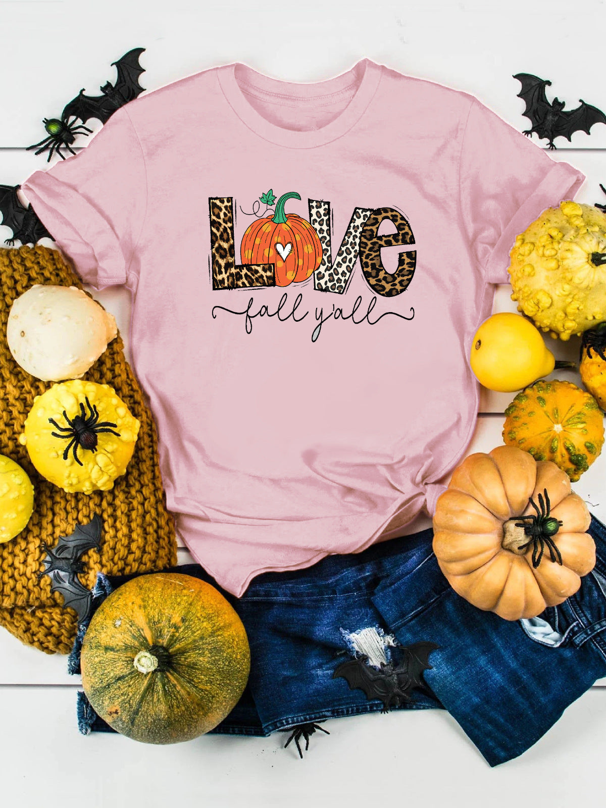 European And American Halloween Love Pumpkin Printed Casual T-shirt