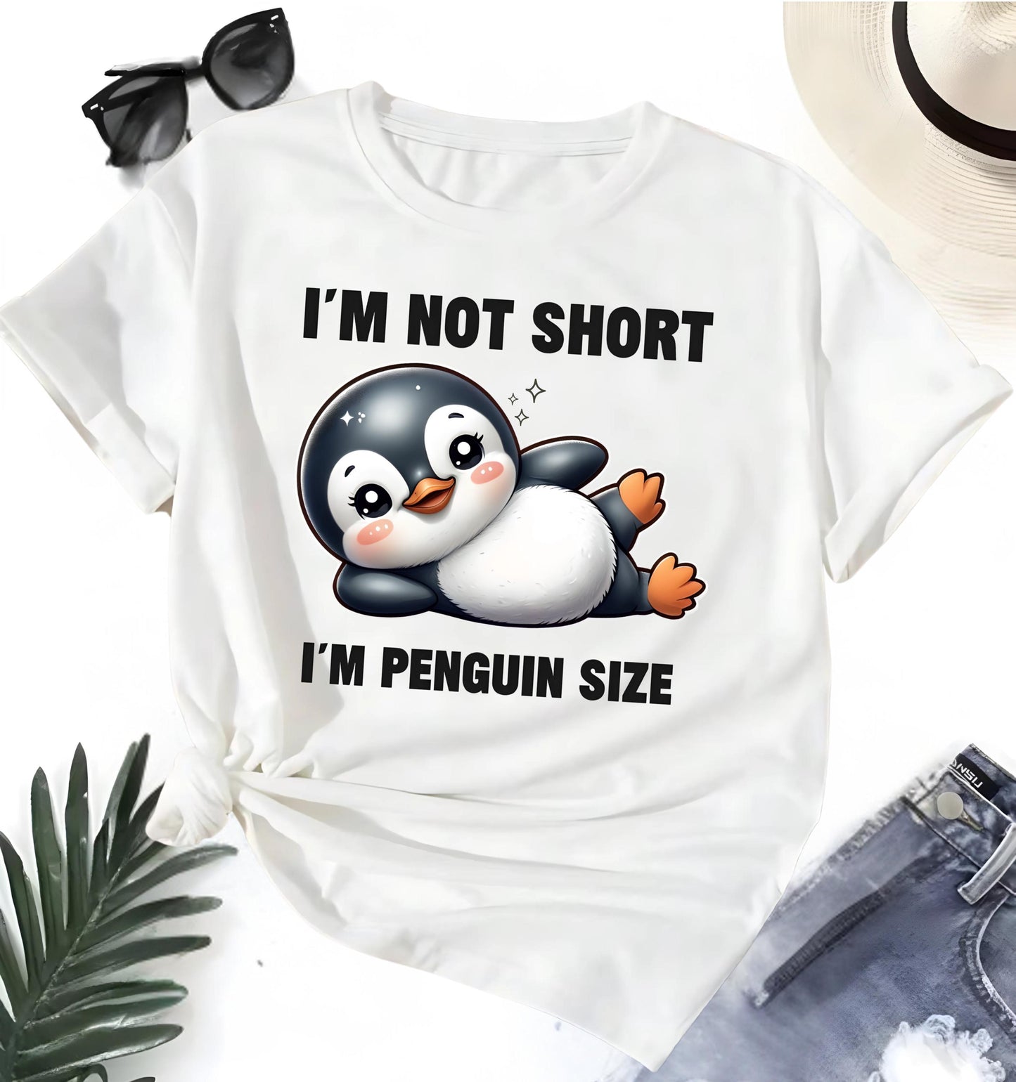 unny Penguin T Shirt Im Not Short Im Penguin Size Cartoon Graphic Tee Gray Unisex Penguin Lover Shirt Nerd Geek Gift For Him Her