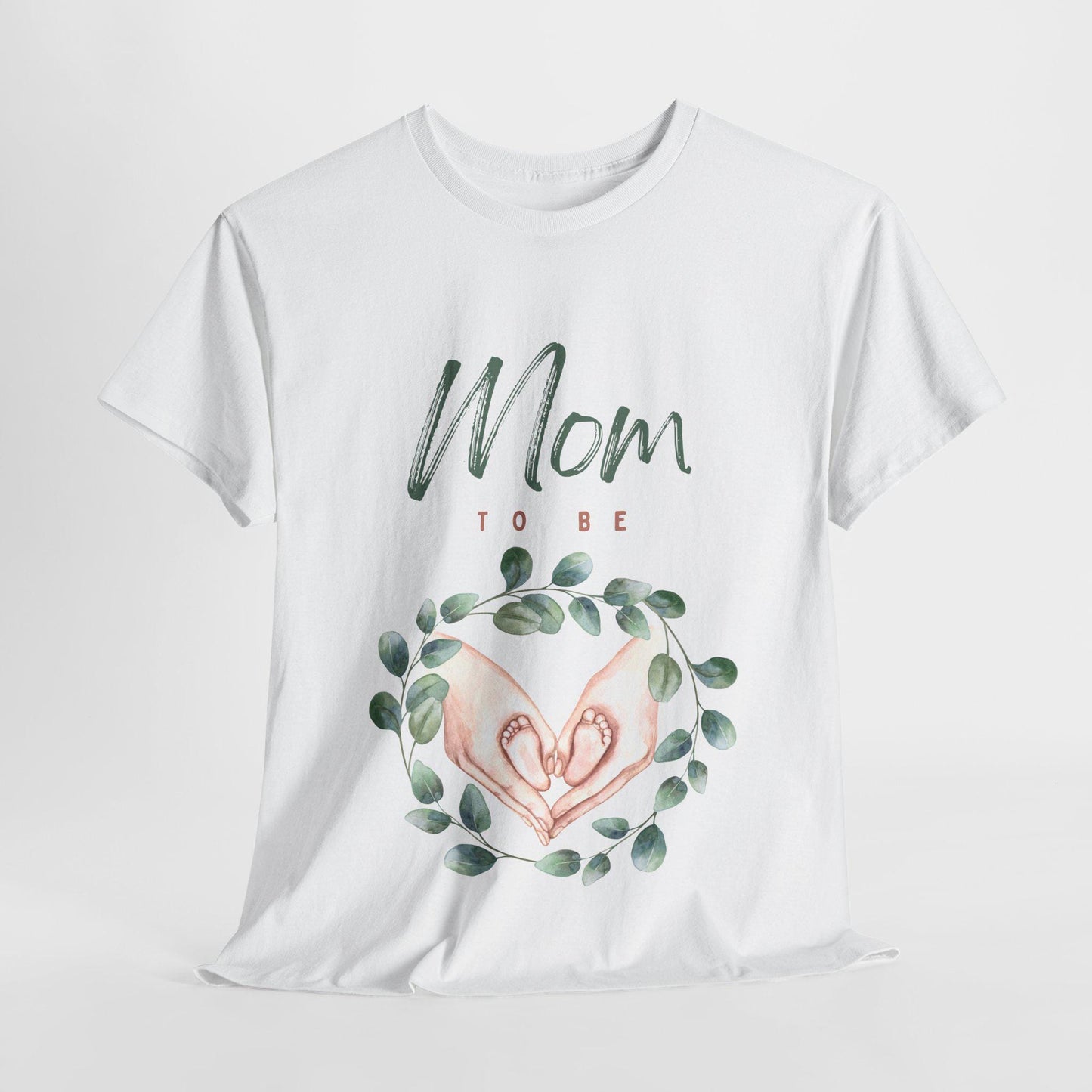 Mom to Be Floral Unisex Heavy Cotton Tee, Maternity Shirt, Baby Shower Gift, Mama T-Shirt, Expecting Mom Apparel