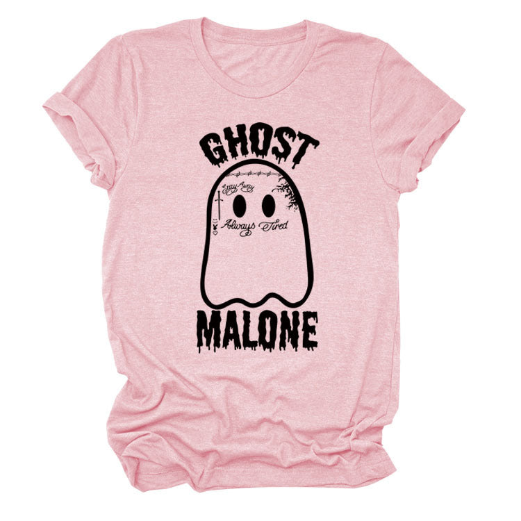 Ghost Round Neck Letter Halloween Loose Short Sleeve T-shirt