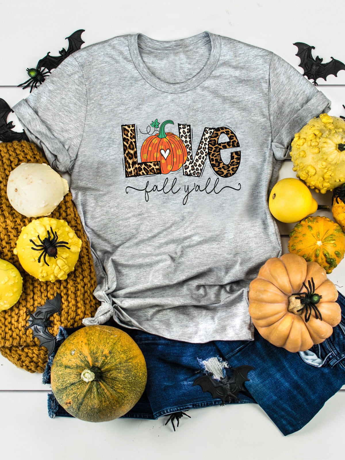 European And American Halloween Love Pumpkin Printed Casual T-shirt