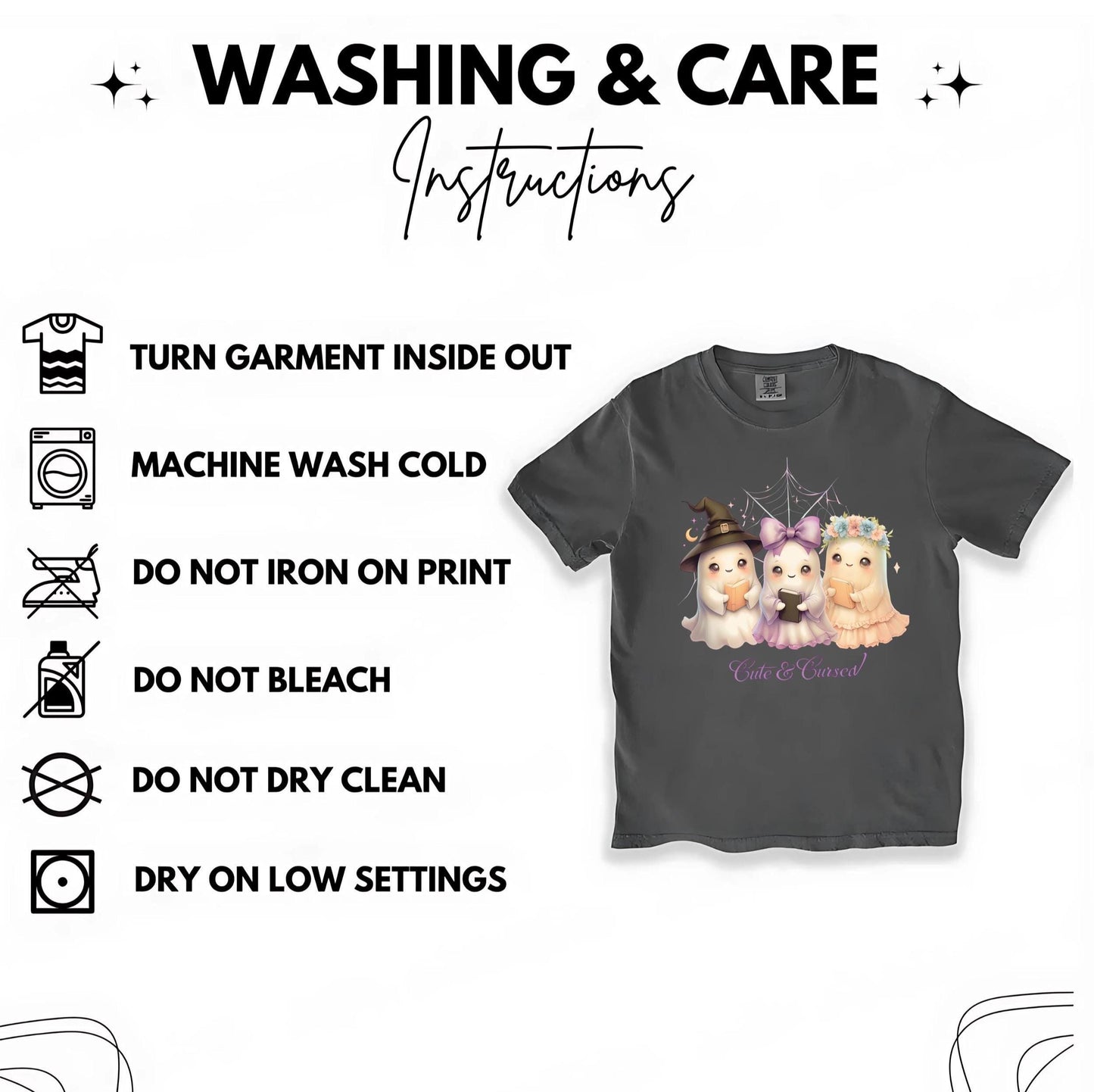 Cute & Cursed Ghost T-shirt - Fun Magical Halloween Apparel with Cute Ghosts - Unisex Spooky Ghost Shirt for All Ages