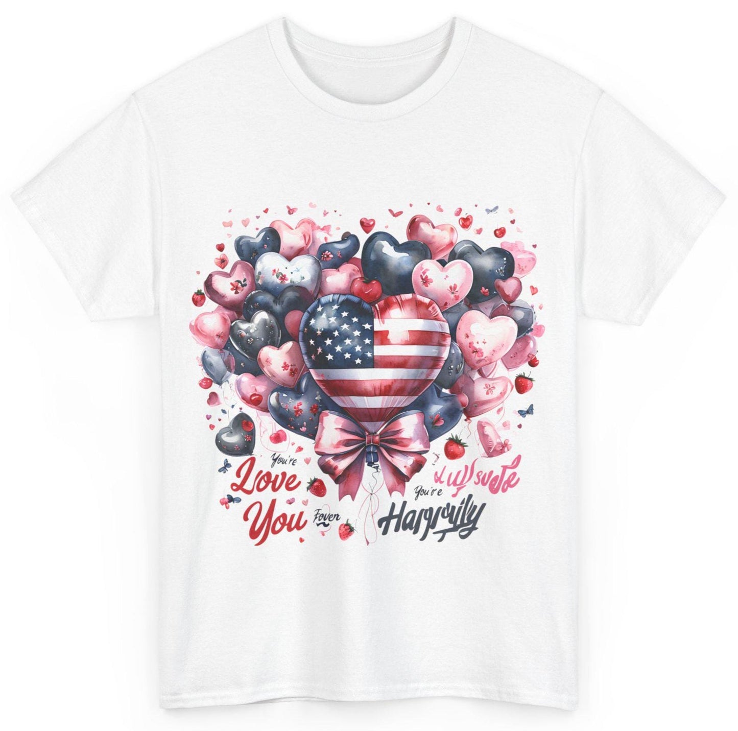 Heart Shape and Love Quotes Balloons T-Shirt, Cute Romantic Graphic Tee, Couples Gift Apparel, Love Sentiments Shirt, Valentine's