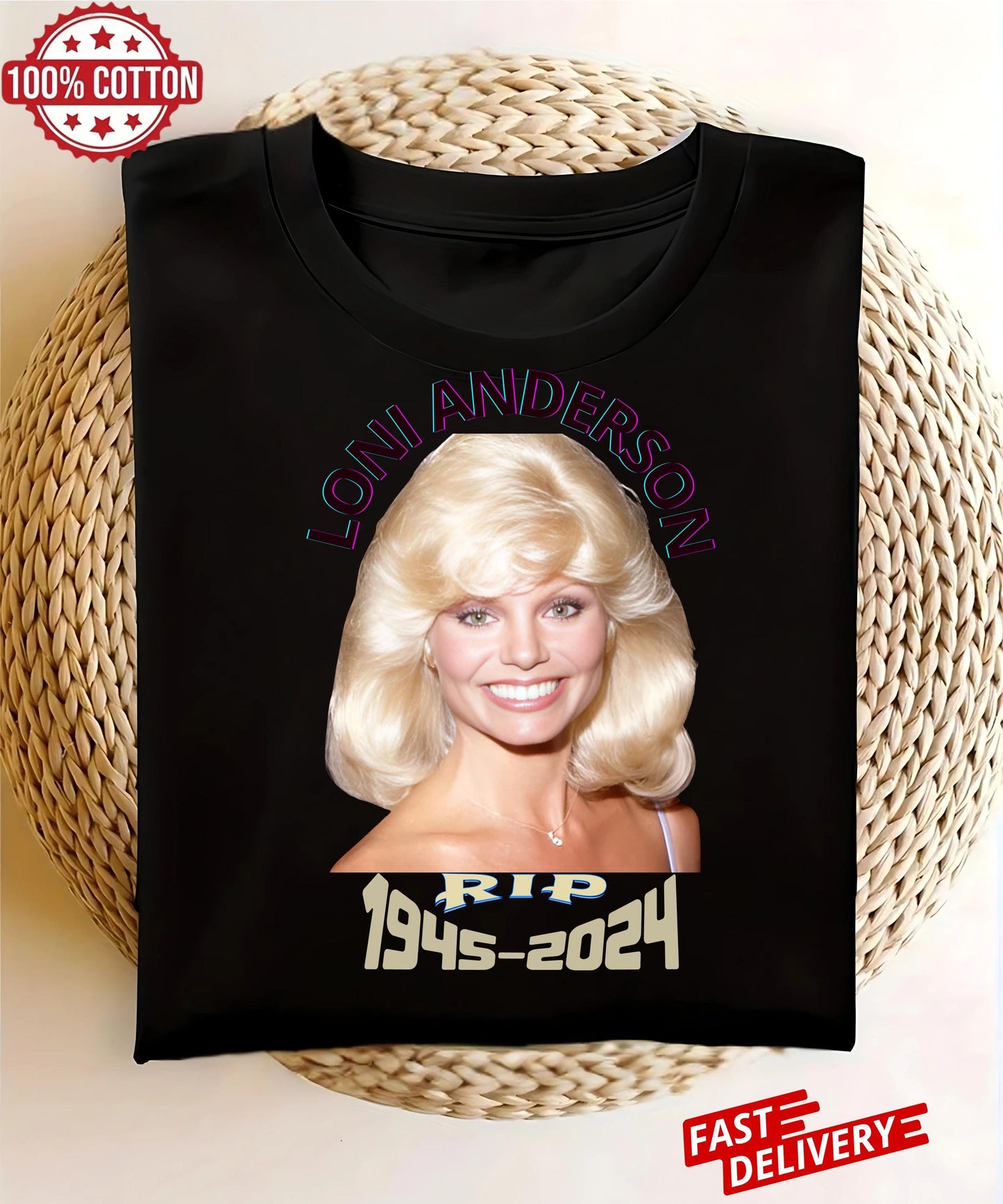 Vintage Loni Anderson RIP 1945–2025 Tribute Tee | Celebrity Memorial T‑Shirt | Retro 80s WKRP in Cincinnati Bootleg Shirt