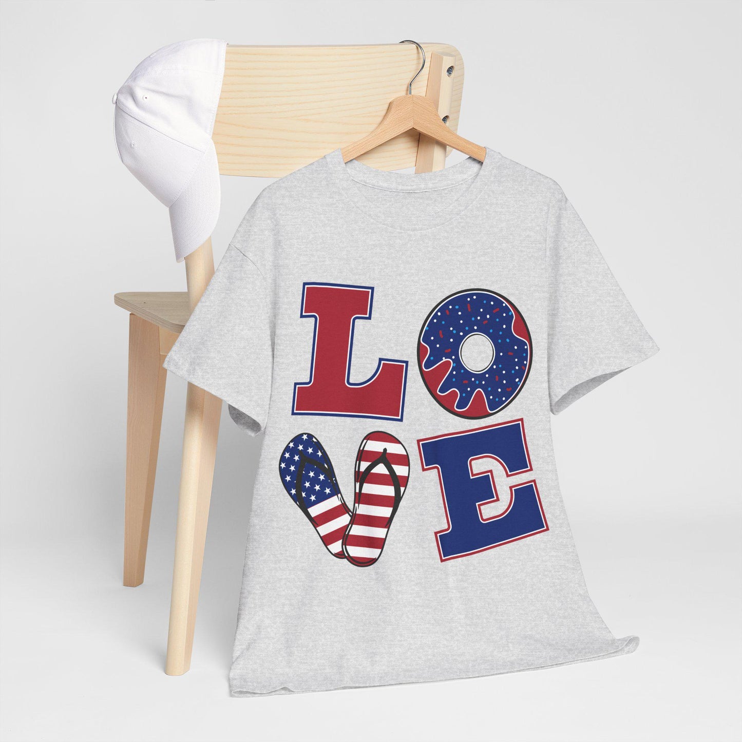 Patriotic Love Tee | Unisex Heavy Cotton Tee | Perfect for July 4th, BBQs, Casual Wear, Gifts, Americana Style