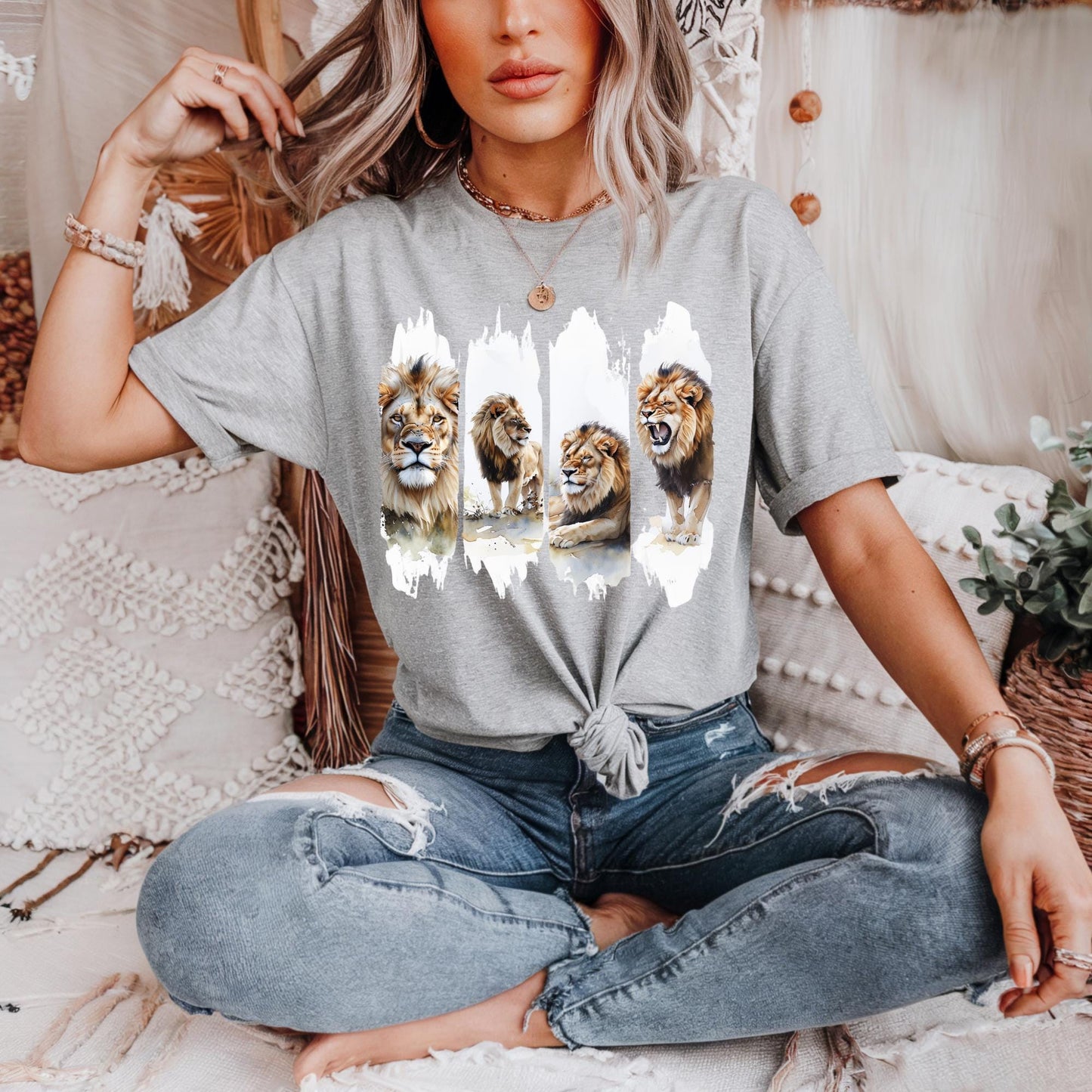 Majestic Lion Unisex Heavy Cotton Tee Animal Lovers Gift Wildlife T Shirt Nature Apparel Casual Everyday Wear, Big Cat Lover Gift