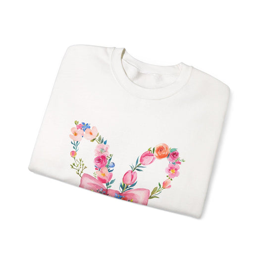 Floral Bunny Sweatshirt for Spring, Cute Easter Gift, Cozy Crewneck, Unisex Flower Sweatshirt, Casual Everyday Wear