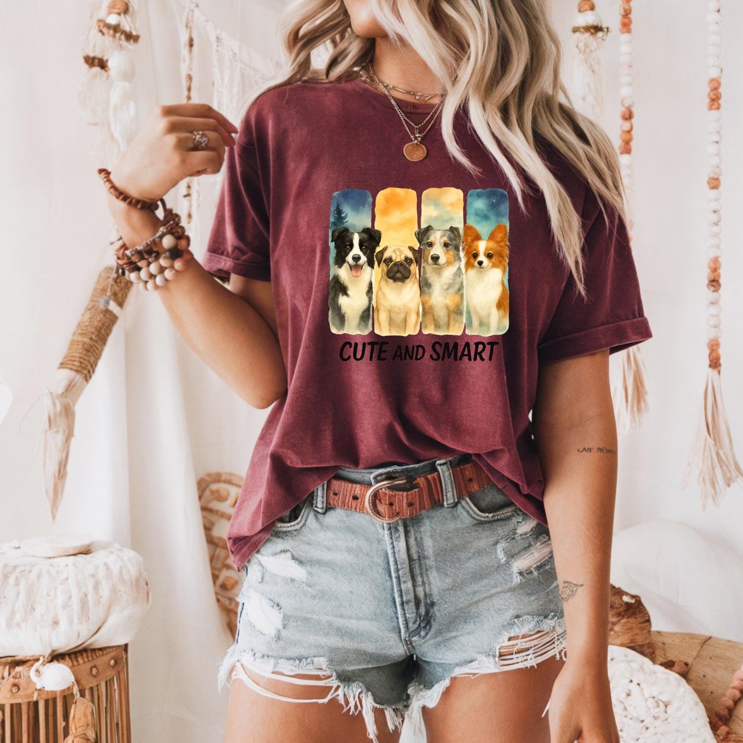 Cute and Smart Dog Lovers Tee Unisex Heavy Cotton T Shirt for Animal Lovers Gift for Pet Owners Dog Mom Dad Shirt Pet Breeds Graphic Gift