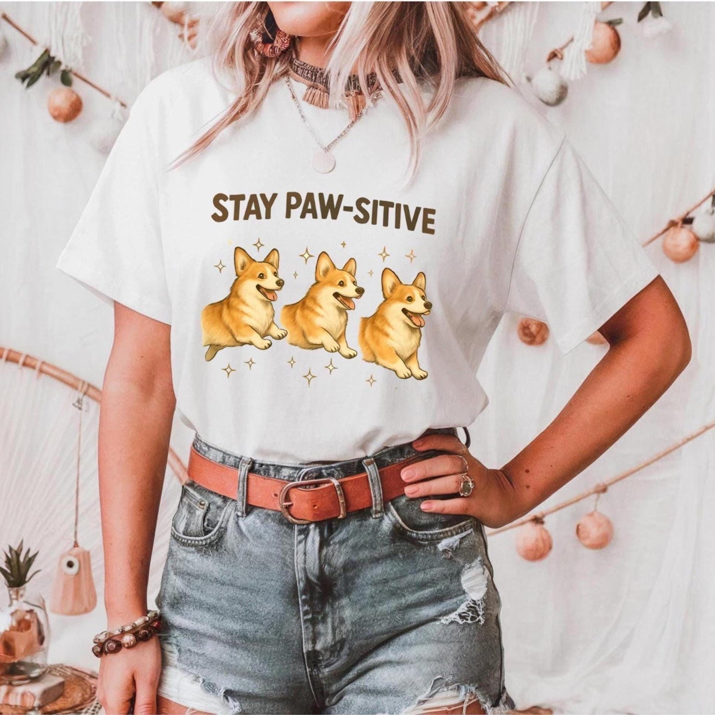 Stay Paw Sitive T Shirt Pet Lovers Funny Dog Cat Graphic Tee Unisex Cotton Top Cute Animal Gift Positive Vibe Apparel For Men Women