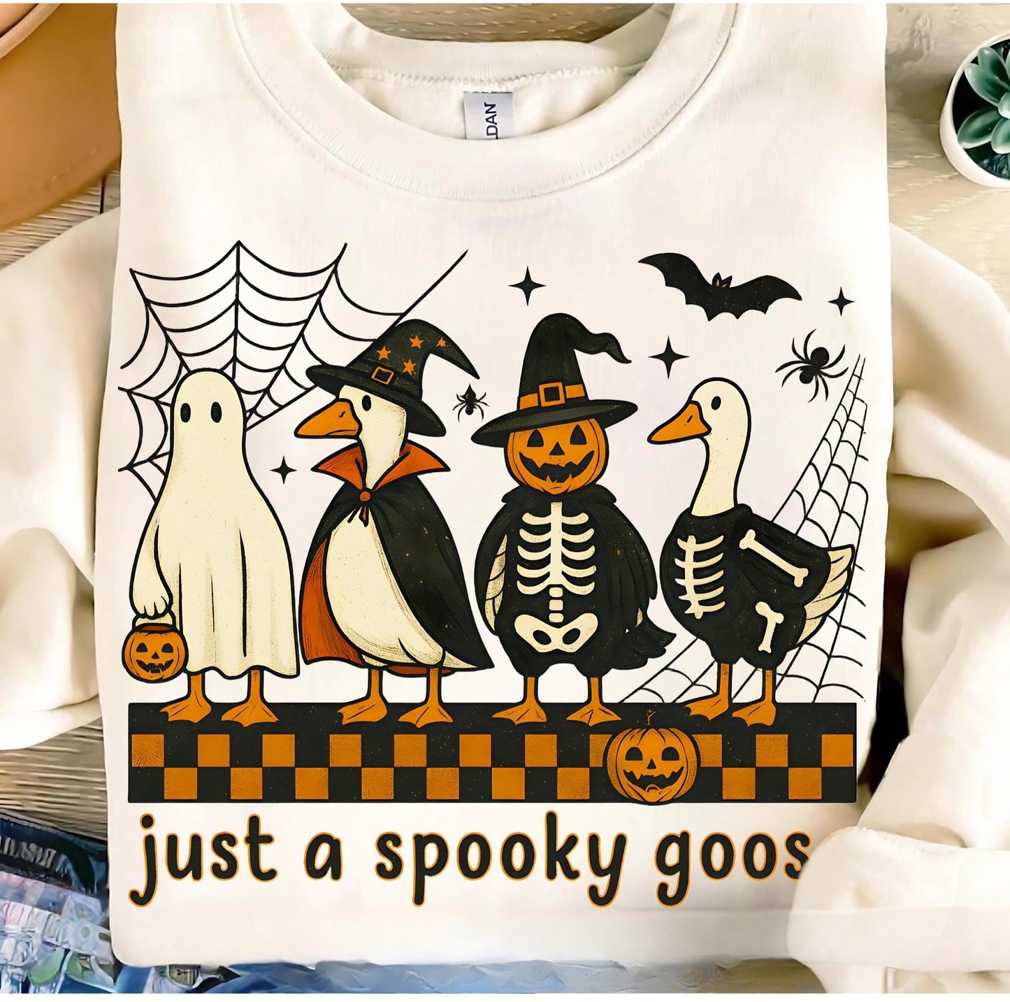 Funny Goose Skeleton Witch Pumpkin Ghost Shirt Spooky Goose Halloween Tee Cute Horror Shirt Just a Spooky Goose Fall Sublimation