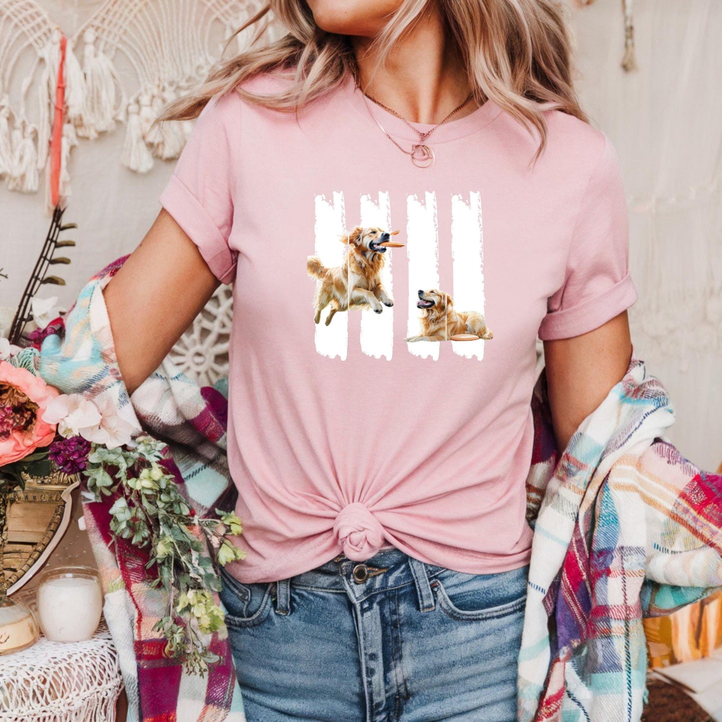 Unisex Heavy Cotton Tee - Playful Dogs Design, Pet Lover Gift, Casual Wear, Dog Mom Tee, Gift for Dog Owners