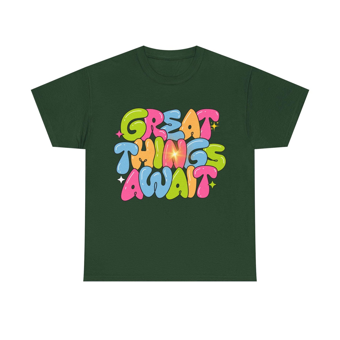 Motivational Graphic Tee, Great Things Await Tee, Unisex Inspirational Shirt, Positive Vibes Cotton Tee, Gift for Friends