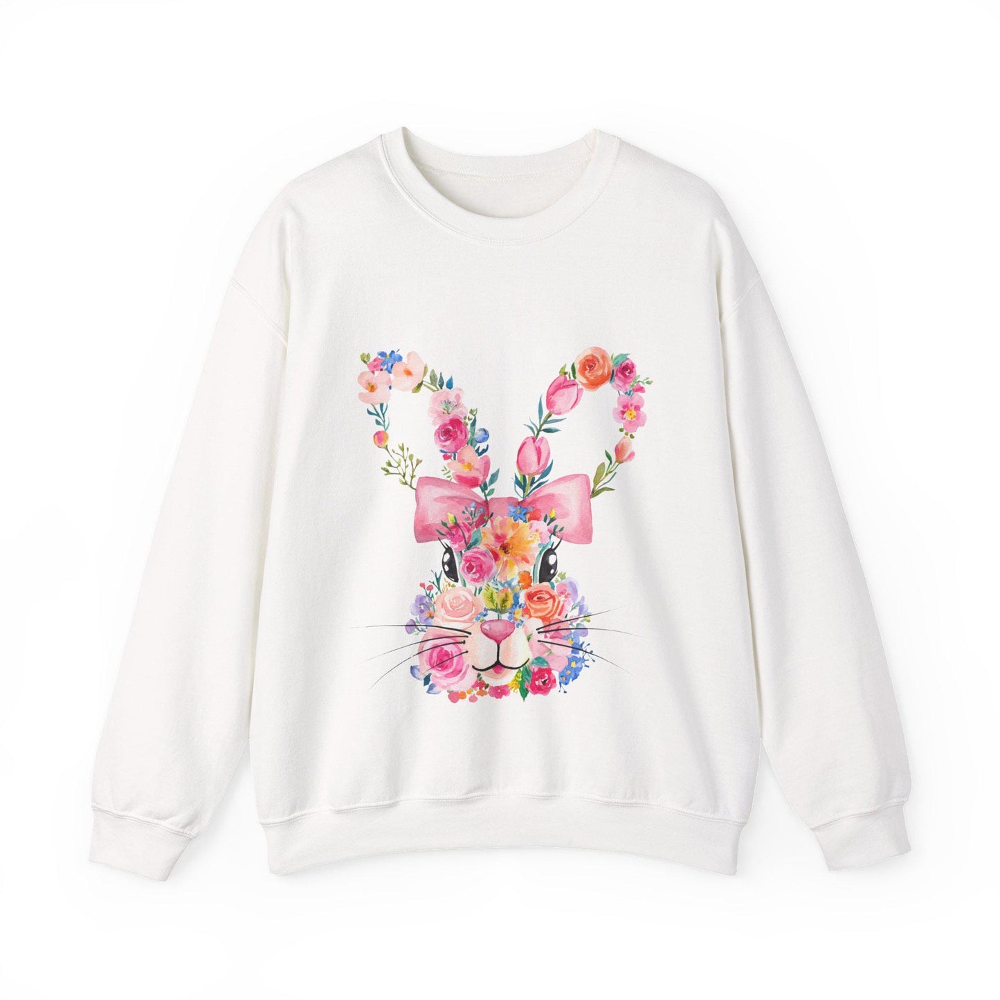 Floral Bunny Sweatshirt for Spring, Cute Easter Gift, Cozy Crewneck, Unisex Flower Sweatshirt, Casual Everyday Wear