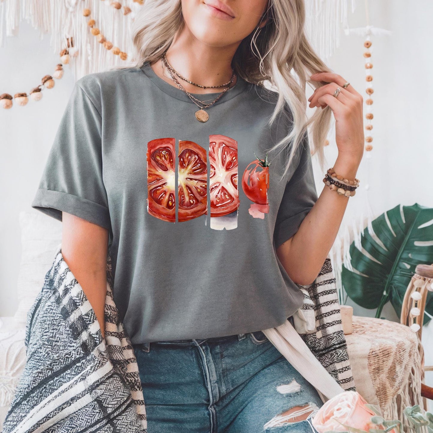 Freshly Cut Tomato Tee Unisex Cotton T Shirt Gardening Gift Vegan Style Casual Summer Wear Foodie Apparel Unique Gift For Men Women