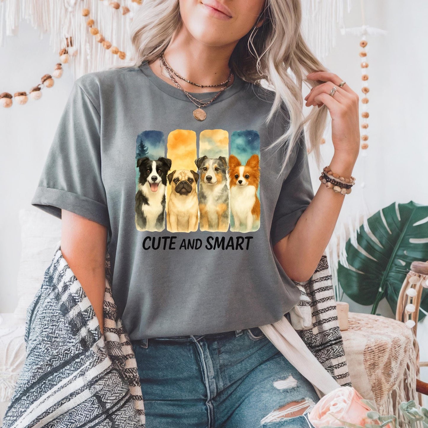 Cute and Smart Dog Lovers Tee Unisex Heavy Cotton T Shirt for Animal Lovers Gift for Pet Owners Dog Mom Dad Shirt Pet Breeds Graphic Gift