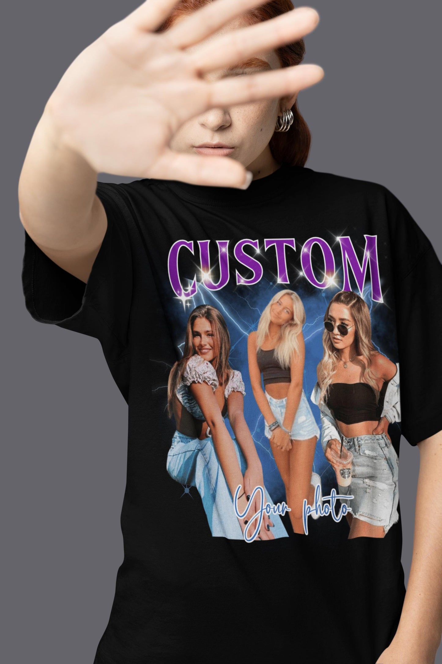 Custom Your Own Bootleg Tee Retro Custom Bootleg Rap Tee Custom Bootleg Custom Your Photo Insert Your Design Vintage Graphic T shirt