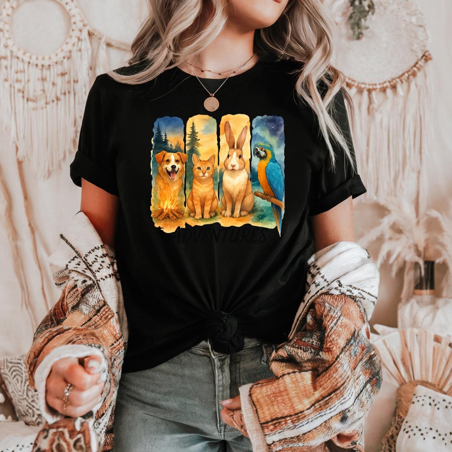 Adventure Themed Unisex Heavy Cotton Tee Cute Animal Graphic T Shirt Pet Lover Gift Outdoor Adventure Shirt Casual Wear for Nature