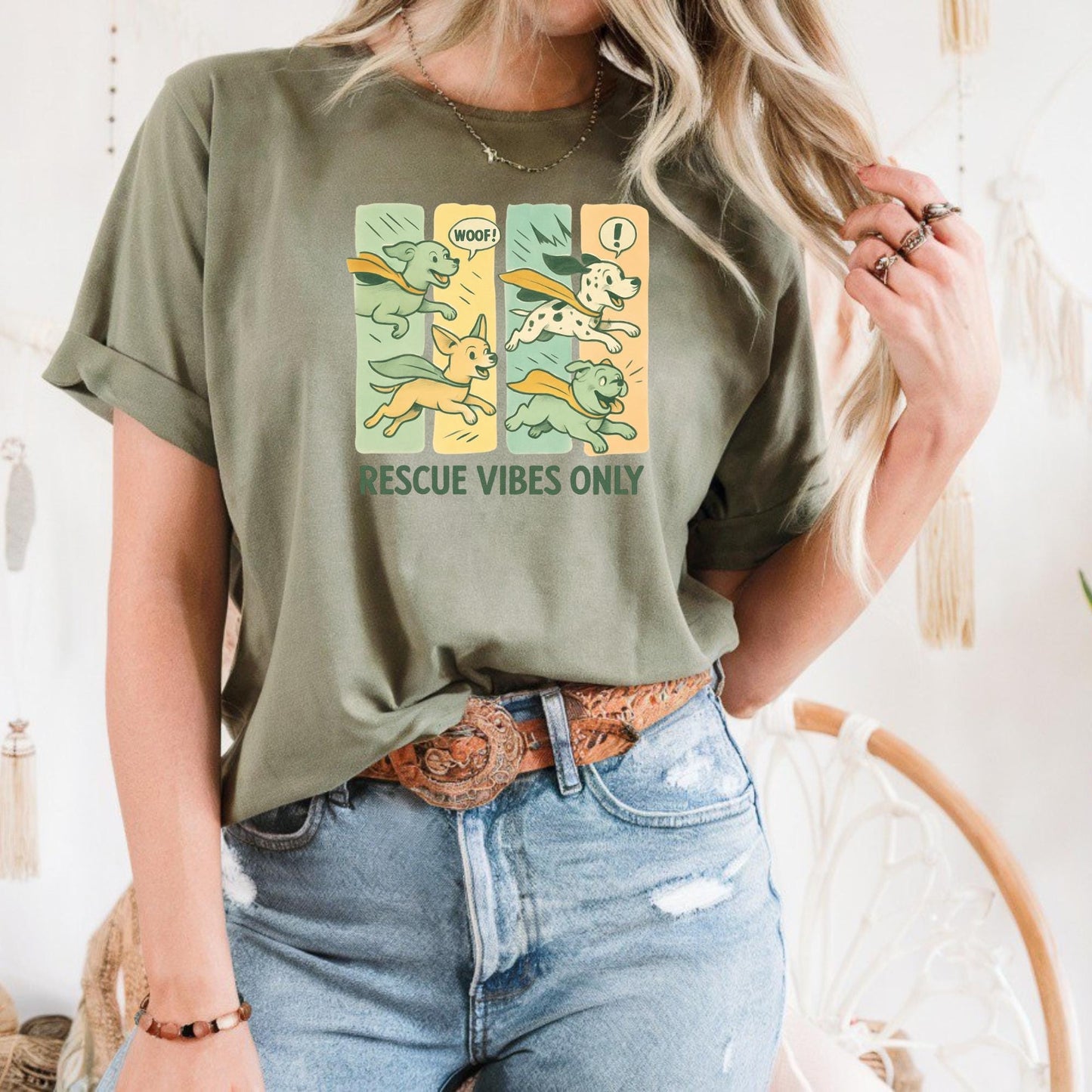 Rescue Vibes Only Tee Unisex Graphic T Shirt Dog Lover Shirt Pet Adoption Awareness Everyday Wear Gift for Animal Lovers Pet Lovers shirt