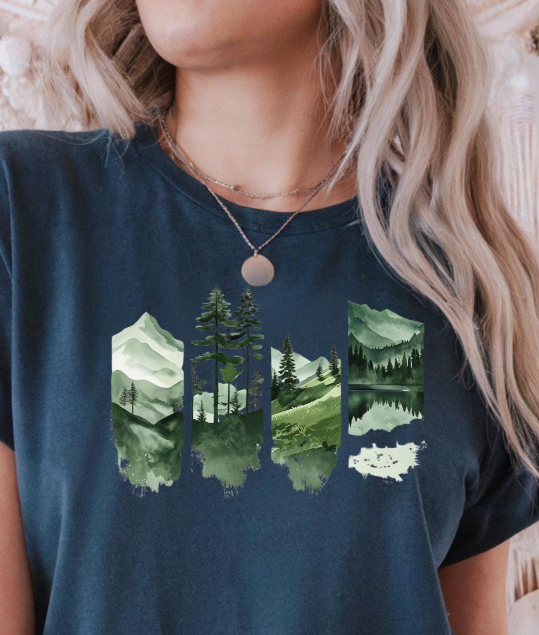 Nature-Inspired Unisex Heavy Cotton Tee | Eco-Friendly Apparel, Outdoor Lovers Gift, Forest Aesthetic, Hiking Shirt, Evergreen Graphic