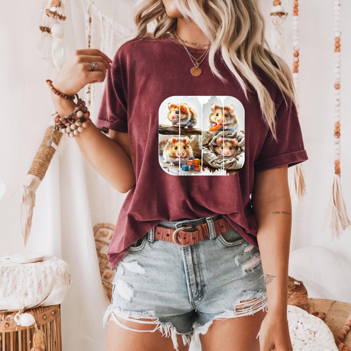 Cute Hamster Art Unisex Heavy Cotton Tee, Pet Lover Gift, Animal Tee, Casual Wear, Funny Animal T-Shirt, Rodent Pet T-Shirt