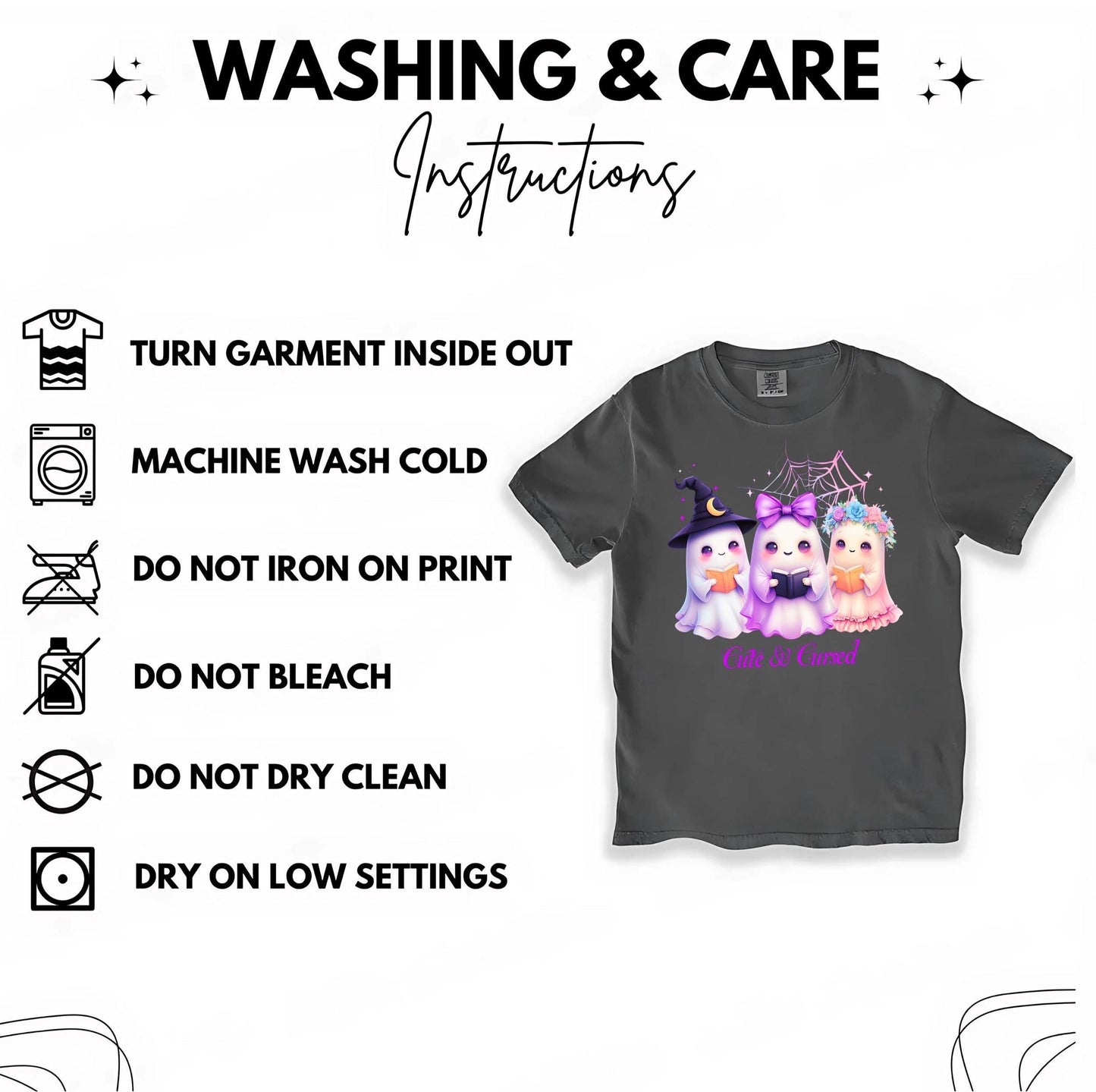 Cute & Cursed Ghost T-shirt - Spooky Cute Halloween Shirt for Magic Lovers - Unisex Kawaii Ghost Tee for Halloween Fun