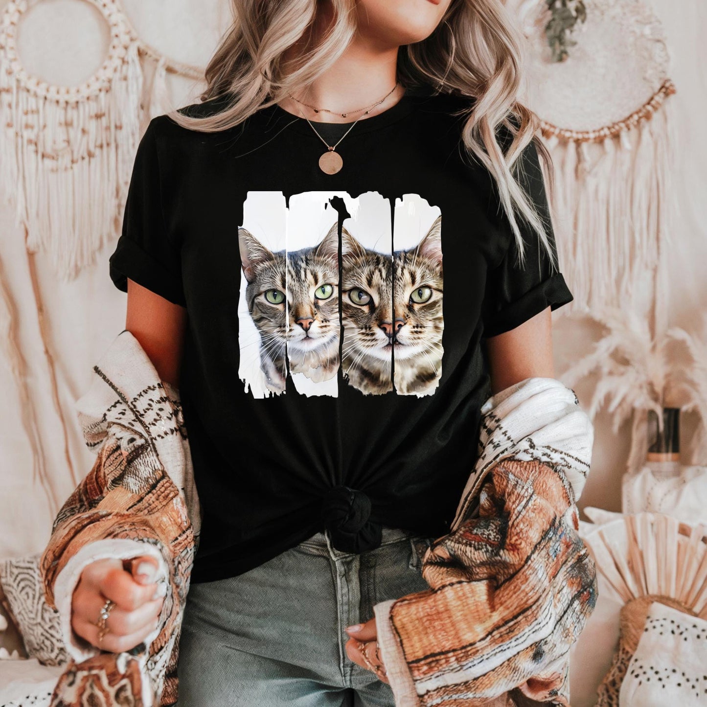Cat Lover Unisex Tee, Cute Cat shirt, Funny Cat Gift, Animal Lover Apparel, Casual Tee for Pet Owners, Wise Cat Eyes Portrait T-Shirt