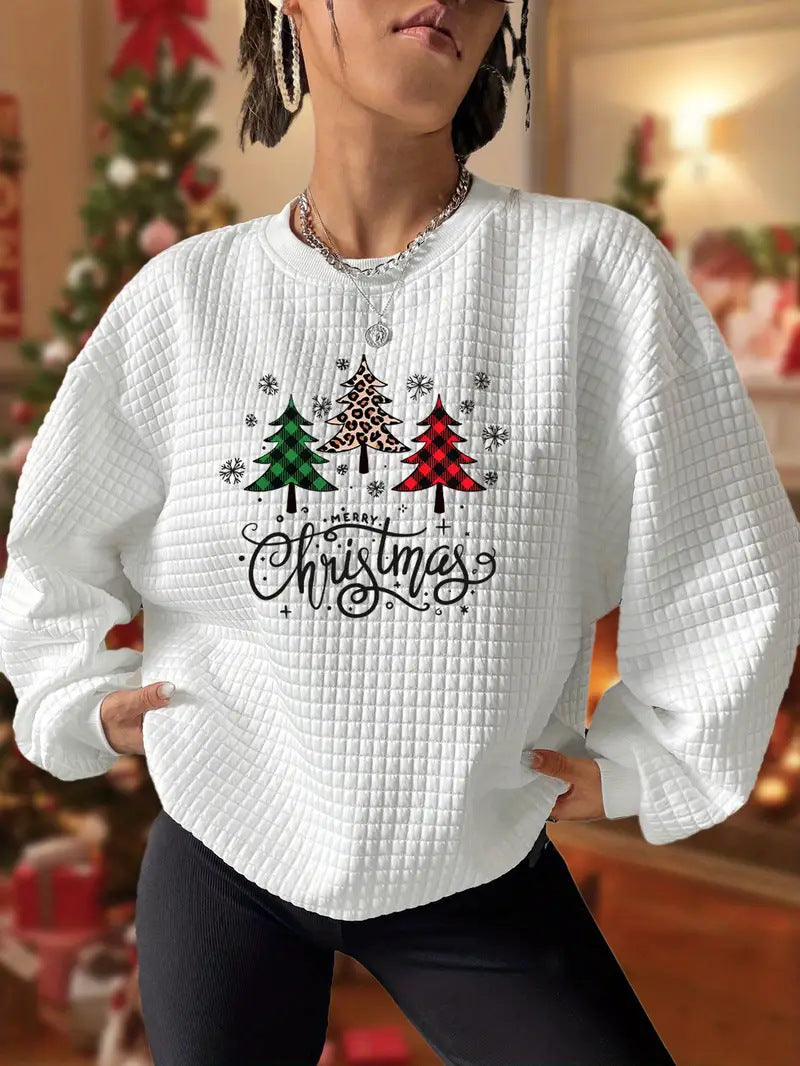 Fashion Christmas Printing Casual Sweatshirt Women