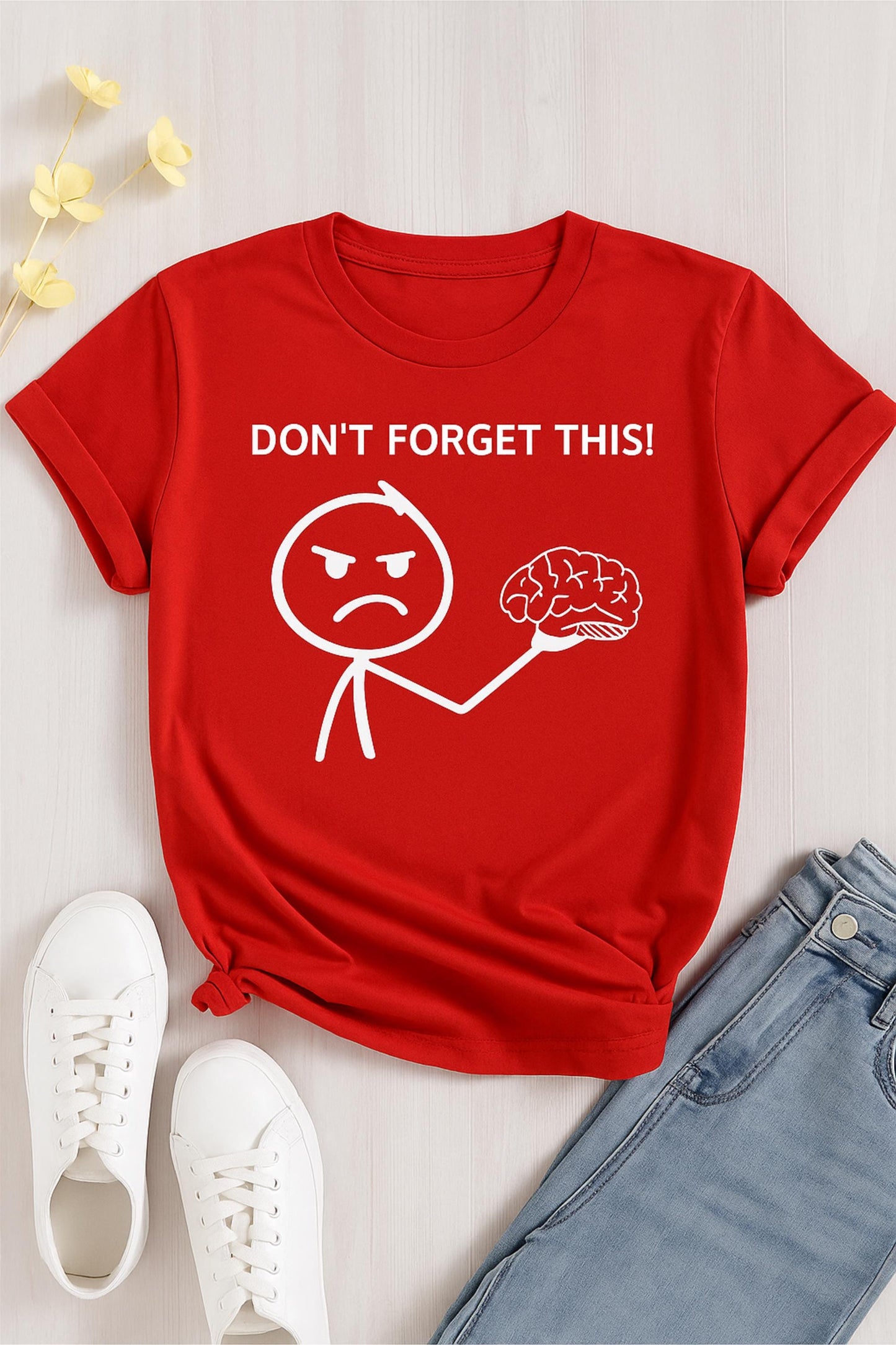 Dont Forget Funny Brain T Shirt Unisex Graphic Tee Stick Figure Cartoon Design Psychology Shirt Geek Nerd Top Smart Gift For Friends Him Her