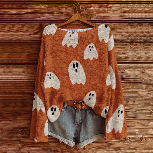 Halloween Printed Loose Long Sleeves Sweater