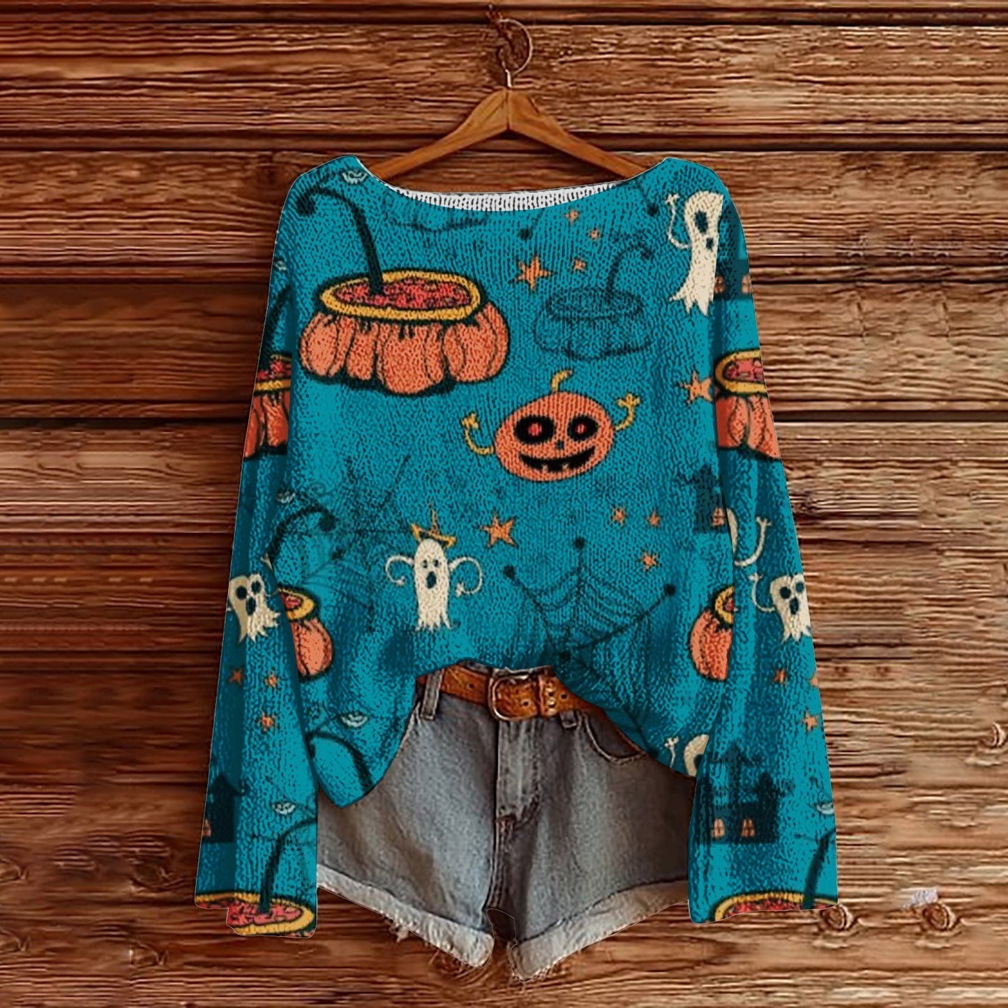 Halloween Printed Loose Long Sleeves Sweater