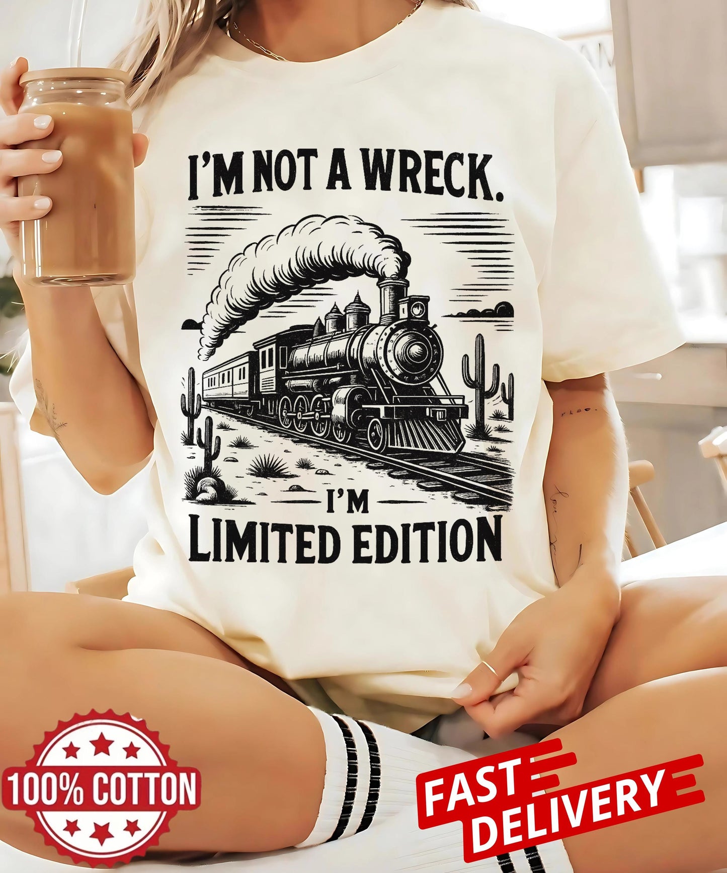 Funny Sarcastic Train T Shirt Im Not A Wreck Limited Edition Vintage Design Unisex Railroad Tee Novelty Graphic Top Casual Humor Gift