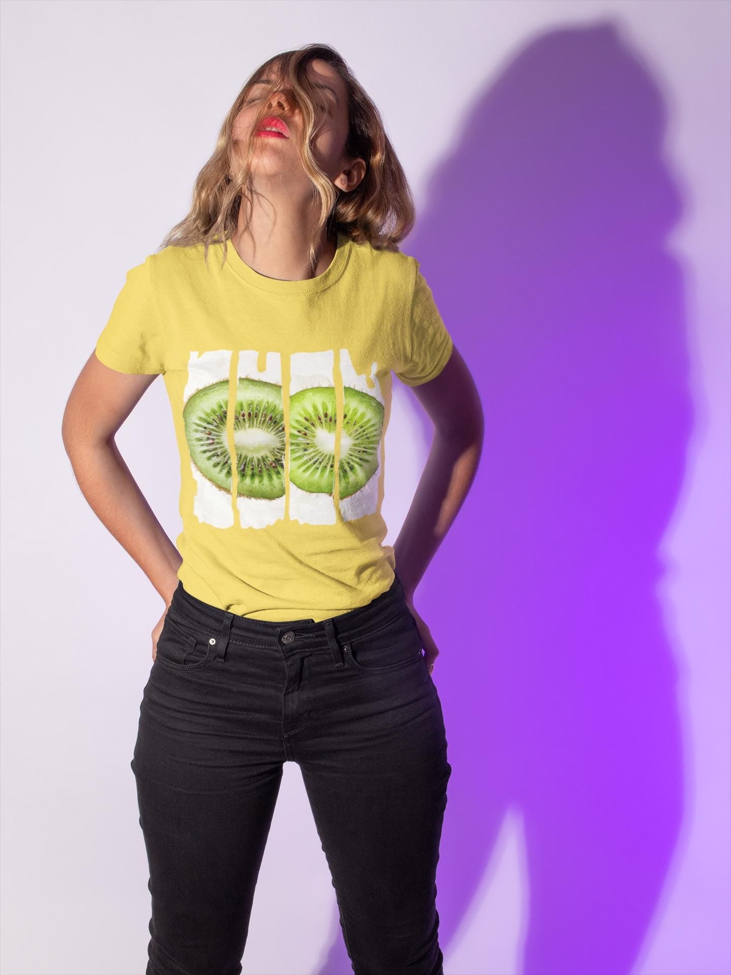Zesty Kiwi Slice Tee , Fresh Fruit T-Shirt, Summer Apparel, Gift for Foodies, Vegan Fashion, Graphic Cotton Top, Vibrant Fruit T-Shirt