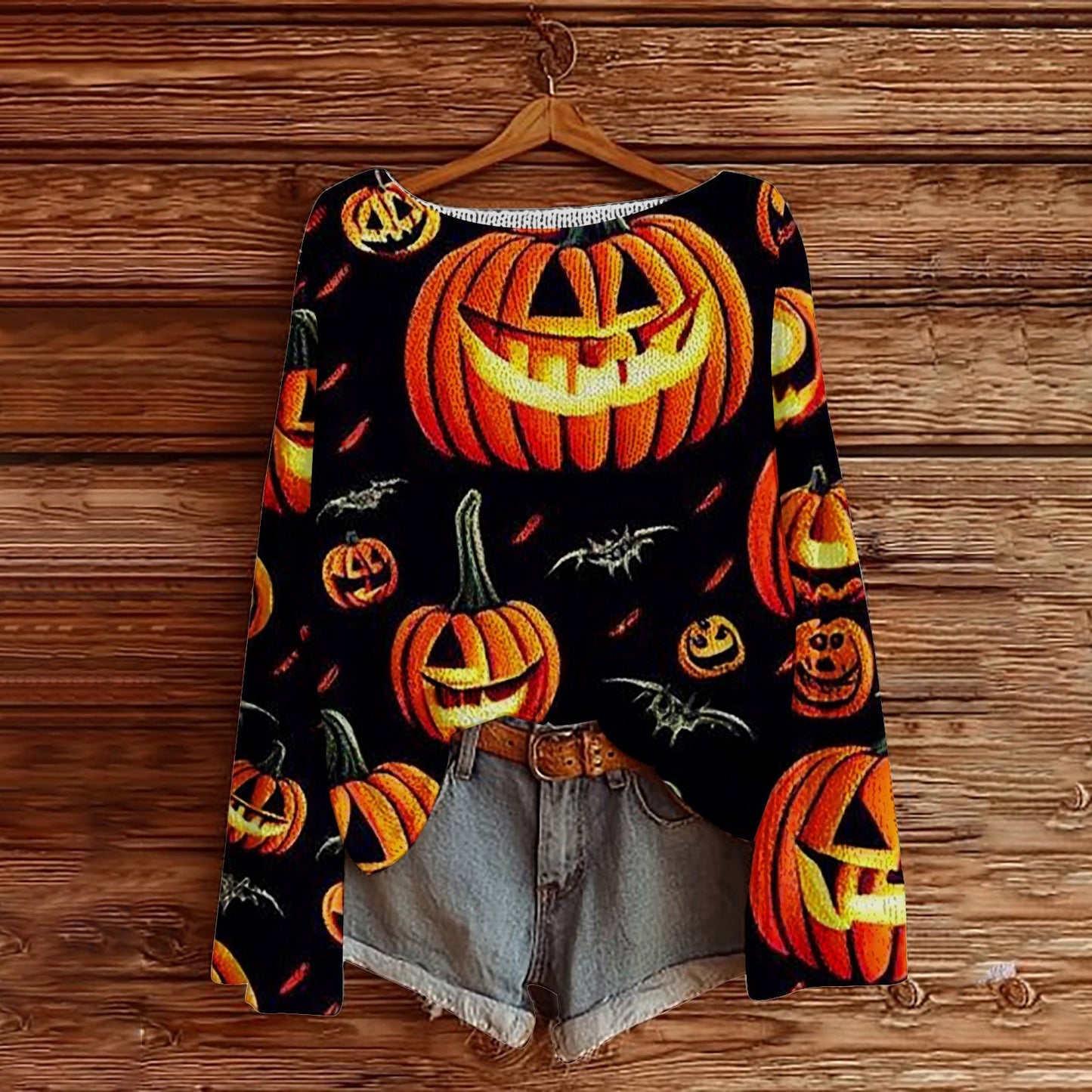 Halloween Printed Loose Long Sleeves Sweater